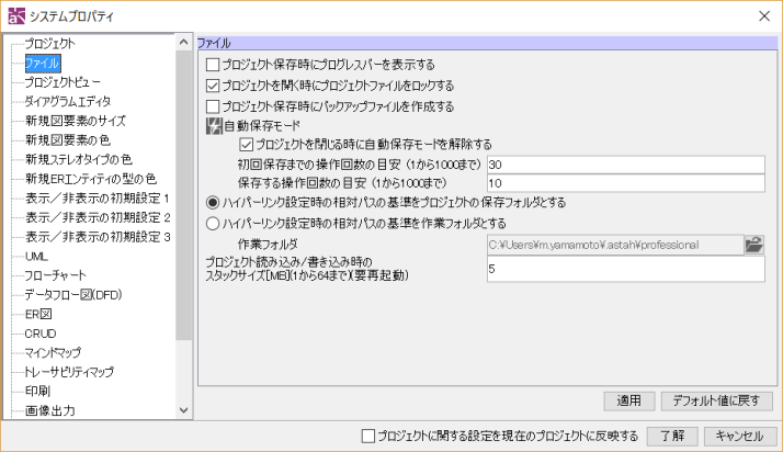 自動保存プロパティ